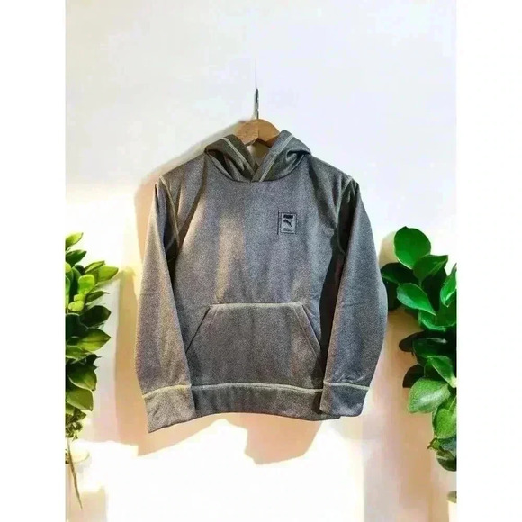 Puma Logo Pullover Hoodie, Boys Size M (10-12), Gray NWT - Picture 1 of 4